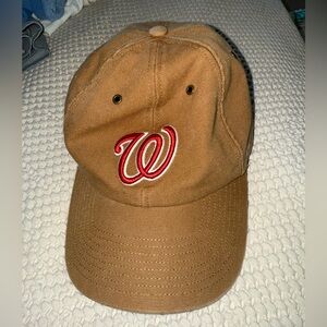 Brown Baseball Cap with Red Logo
